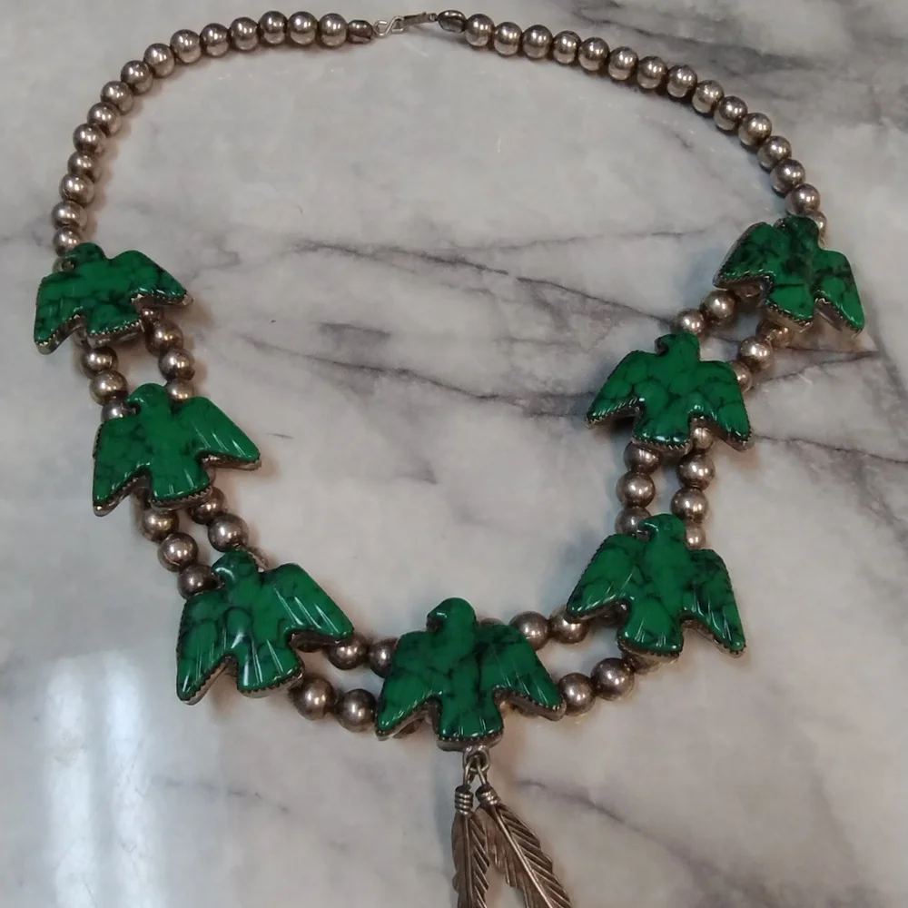 Vintage Silver Phoenix Freebird Turquoise Necklace - Picture 5 of 5